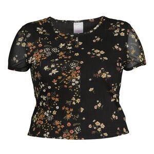 Floral Black Top